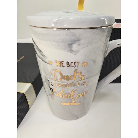 Present of Star Mug Gift Set Grandma & Grandpa Ceramic Cups with Spoons - Picture 5 of 6